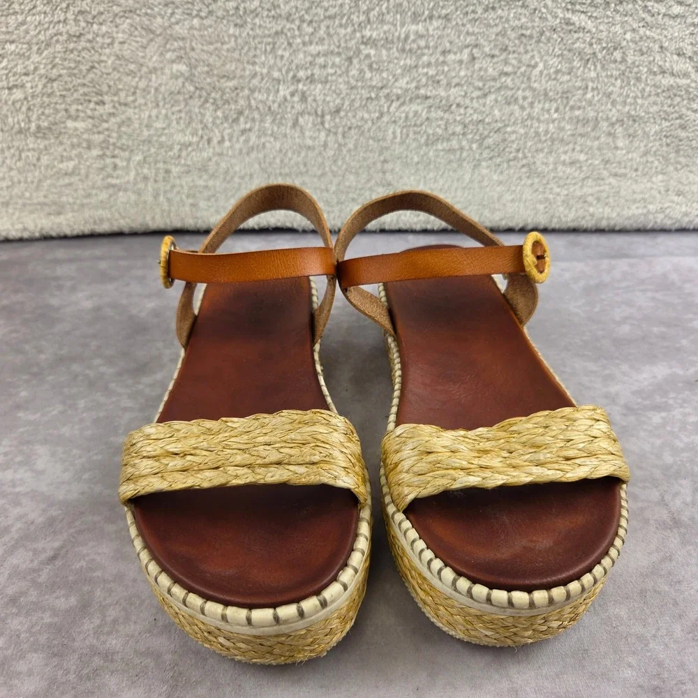 Torrid Womens Brown Raffia Braided Strappy Espadrille Platform Sandals Size 9